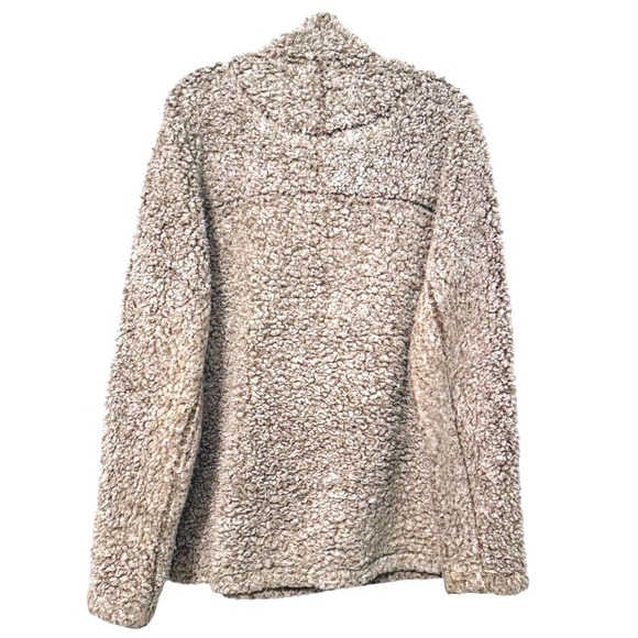 True Grit Mens Frosty Tipped Sherpa Quarter Zip Pullover Brown Tan Size M - Picture 4 of 7